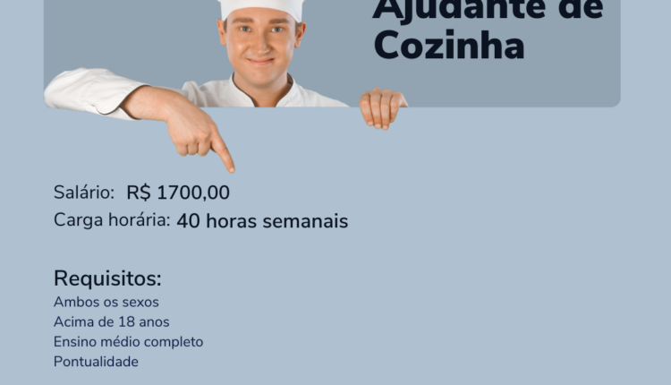 Vagas Ajudante de Cozinha para o segundo semestre de 2023 - Juiz de Fora