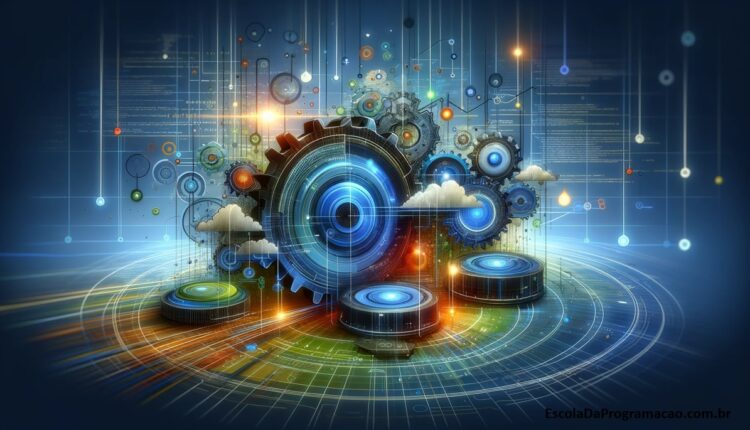 Ilustração digital abstrata representando a otimização de bancos de dados em aplicações .NET.